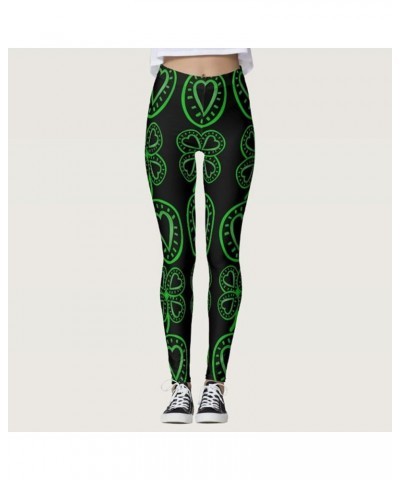 St Patricks Day Women's Leggings High Waist Casual Clover Print Gym Leggings Loose Fit Super Soft Sport Pants Dz1-black $6.37...