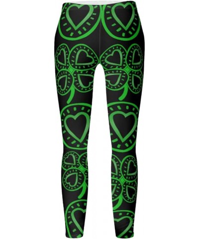 St Patricks Day Women's Leggings High Waist Casual Clover Print Gym Leggings Loose Fit Super Soft Sport Pants Dz1-black $6.37...