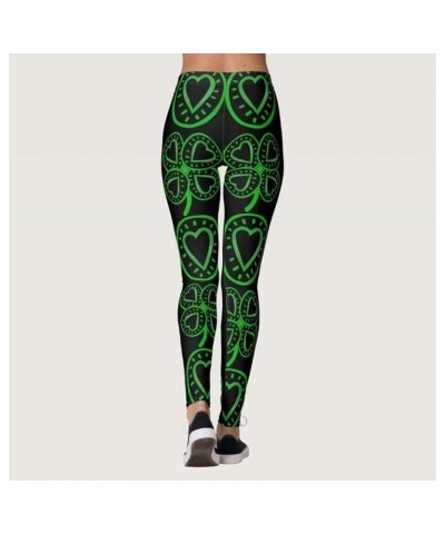 St Patricks Day Women's Leggings High Waist Casual Clover Print Gym Leggings Loose Fit Super Soft Sport Pants Dz1-black $6.37...