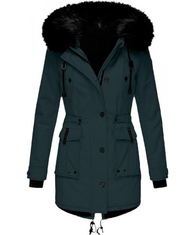 Jackets for Women Jackets Women Long Sleeve Longer Length Parka,Winter Coats for Women Cotton Puffer Jacket F Dark Green $8.6...