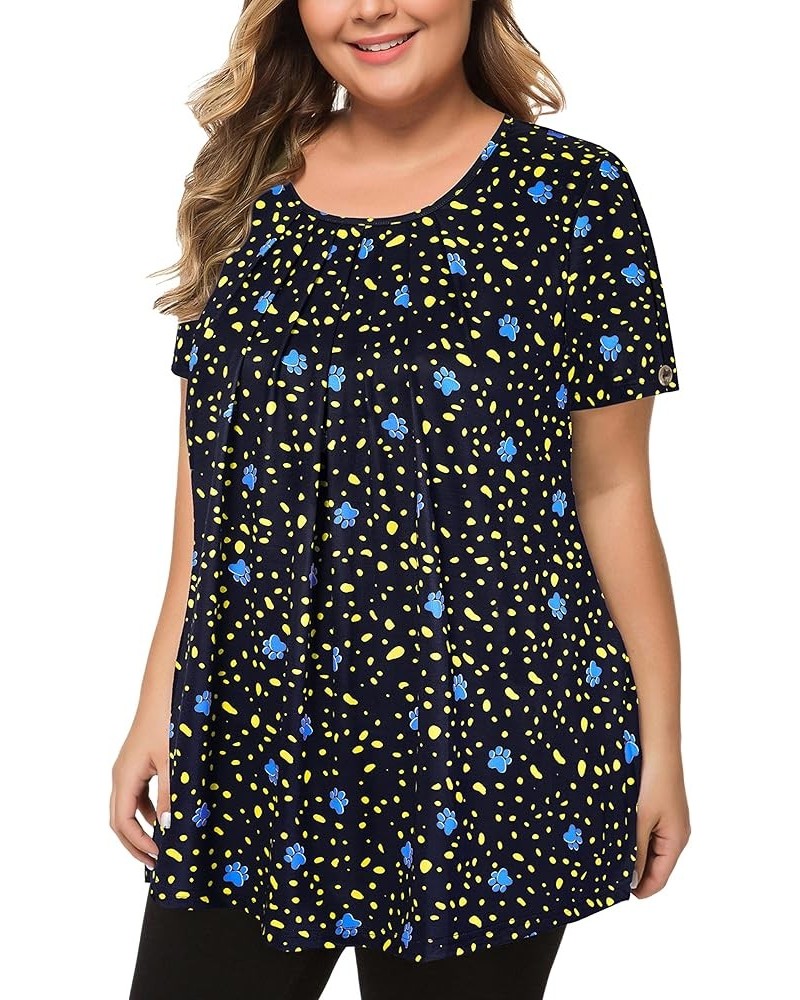 Women's Plus Size Tops Short Sleeve Flowy Shirts Casual Blouses Tunic Tops L-4XL Dark Blue (Floral Printed) $15.59 Tops