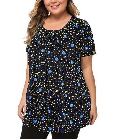 Women's Plus Size Tops Short Sleeve Flowy Shirts Casual Blouses Tunic Tops L-4XL Dark Blue (Floral Printed) $15.59 Tops