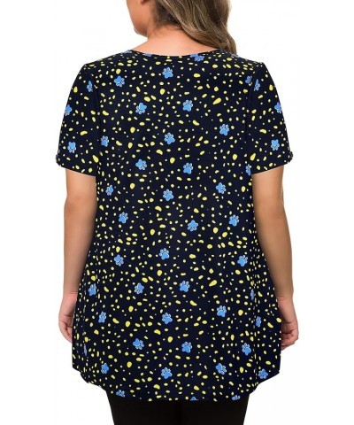 Women's Plus Size Tops Short Sleeve Flowy Shirts Casual Blouses Tunic Tops L-4XL Dark Blue (Floral Printed) $15.59 Tops