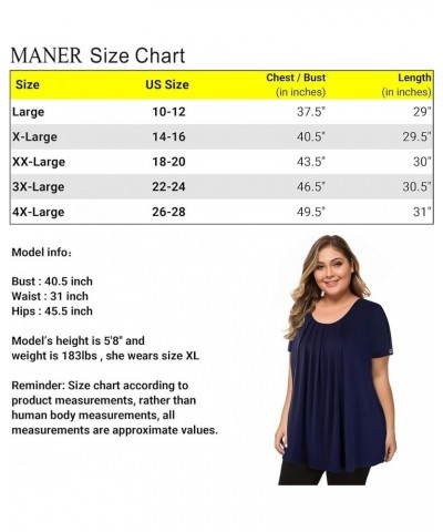 Women's Plus Size Tops Short Sleeve Flowy Shirts Casual Blouses Tunic Tops L-4XL Dark Blue (Floral Printed) $15.59 Tops