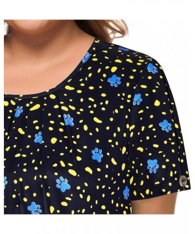 Women's Plus Size Tops Short Sleeve Flowy Shirts Casual Blouses Tunic Tops L-4XL Dark Blue (Floral Printed) $15.59 Tops