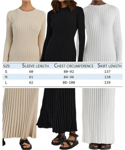 Crew Neck Sleeved Knit Midi Dress, Women Long Sleeve Elegant Bodycon Ribbed Dresses, Fall Slim Fit Sweater Long Dress Stone $...