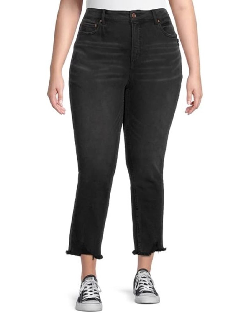 Women's Plus Destructed Crop Blue Jeans Washed Black $24.44 Jeans