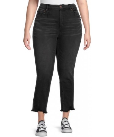 Women's Plus Destructed Crop Blue Jeans Washed Black $24.44 Jeans