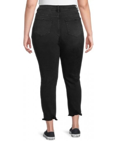 Women's Plus Destructed Crop Blue Jeans Washed Black $24.44 Jeans