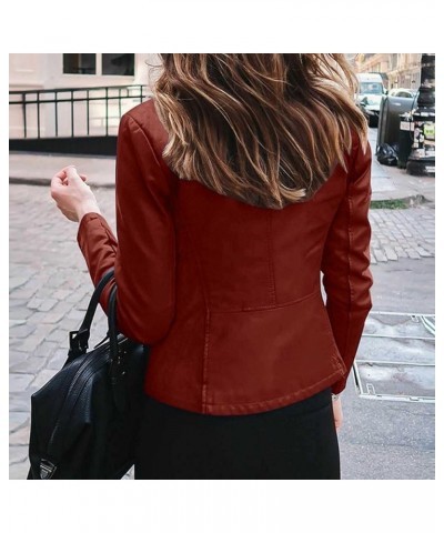 Womens Leather Jacket 2023 Fashion Faux Suede Biker Jackets Fall Zip Up Pu Motorcycle Slim Fit Coats With Pockets 02 Pu-wine ...