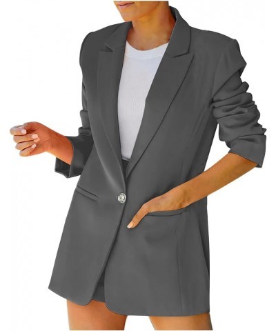 Business Casual Jackets for Women Long Sleeve Work Office Blazer Loose Open Front Lapel Button Jacket Outfit 01 Gray $8.37 Bl...