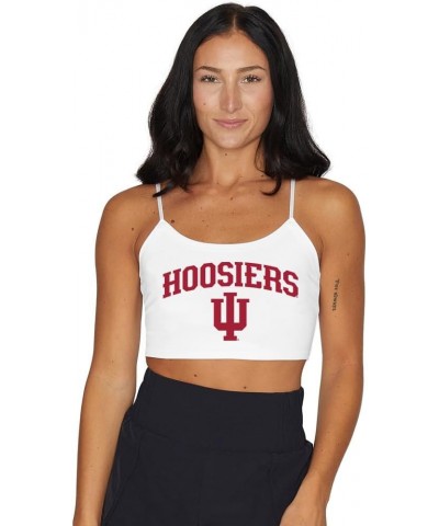 Women's Tailgate Outfit College Spaghetti Tank Top Crop Top Made in USA One Size Fits Most Indiana Hoosiers - White $21.12 Tanks