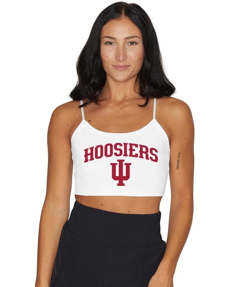 Women's Tailgate Outfit College Spaghetti Tank Top Crop Top Made in USA One Size Fits Most Indiana Hoosiers - White $21.12 Tanks