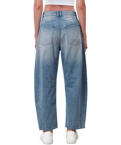 Women's Baggy Boyfriend Jeans Mid Rise Barrel Jeans Wide Leg Loose Y2k Cropped Denim Pants with Pockets B-light Blue $21.45 J...