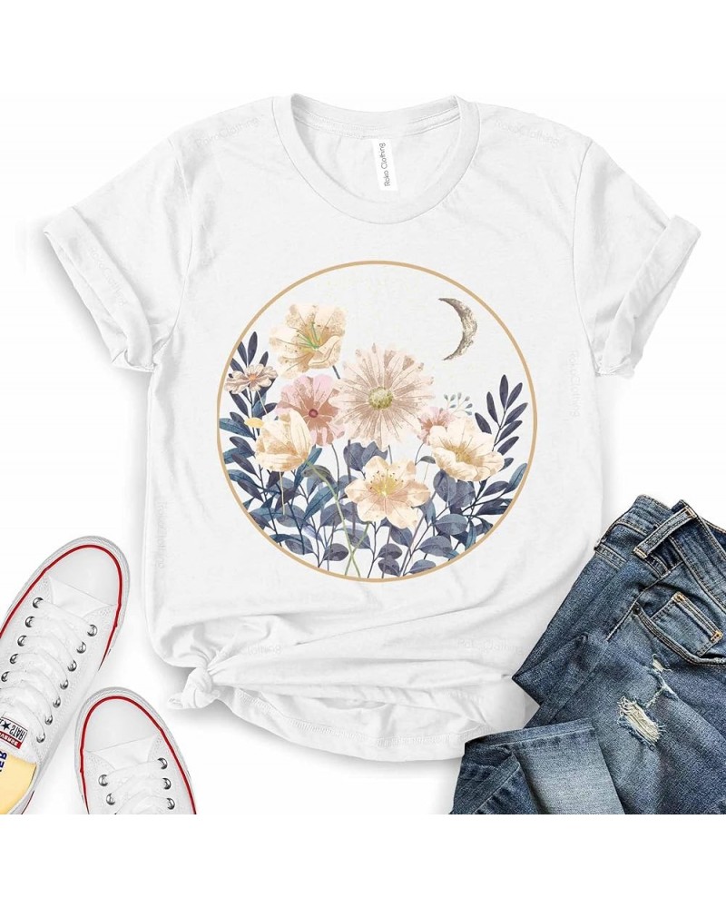 Sunflower Graphic T Shirts Inspirational Gift Short Sleeve Tees for Women Wildflower Women White $9.31 T-Shirts