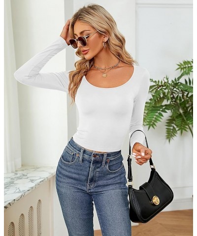 3 Pcs Women's Long Sleeve Basic Crop Tops Slim Fitted Scoop Neck Shirts Solid Casual Tee Top for Women Black, White, Pink $17...