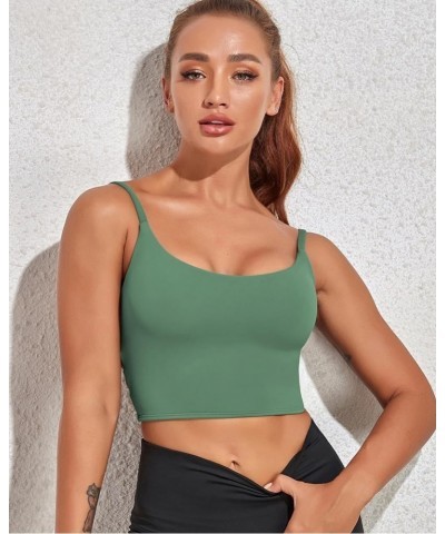 Longline Sports Bra for Women Sexy Open Back Workout Crop Tops Strappy Yoga Tank Top with Built in Bra Turquoise Green Sports...