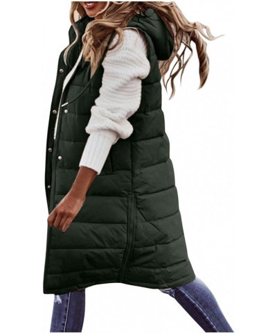 Womens Long Puffer Vest Winter Fall Warm Sleeveless Thick Fleece Cotton Coat 2023 Trendy Solid Zip Up Jacket A-army Green $10...