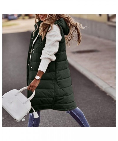 Womens Long Puffer Vest Winter Fall Warm Sleeveless Thick Fleece Cotton Coat 2023 Trendy Solid Zip Up Jacket A-army Green $10...