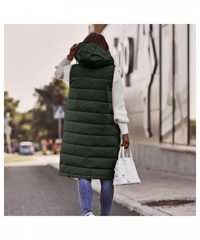 Womens Long Puffer Vest Winter Fall Warm Sleeveless Thick Fleece Cotton Coat 2023 Trendy Solid Zip Up Jacket A-army Green $10...