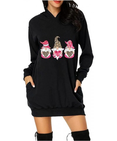 Women Valentine Day Christmas Sweater Dress Cute Ugly Reindeer Graphic Hoodies Dress with Pocket Loose Sweatshirt A03*black $...