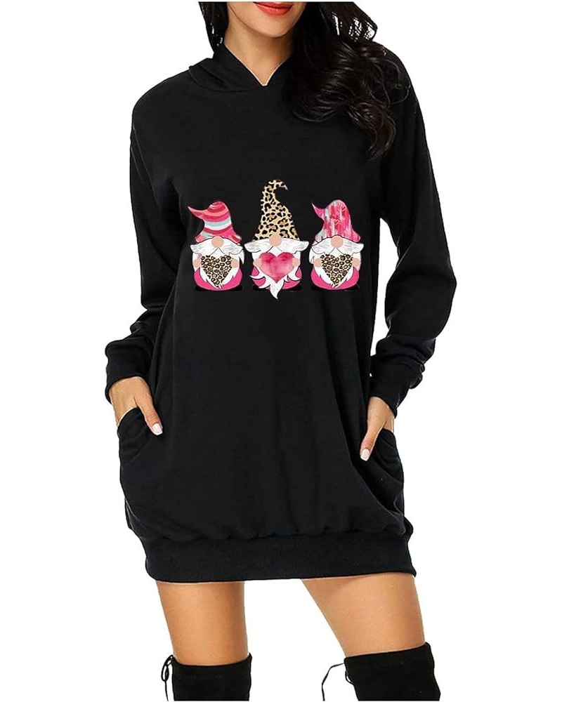 Women Valentine Day Christmas Sweater Dress Cute Ugly Reindeer Graphic Hoodies Dress with Pocket Loose Sweatshirt A03*black $...