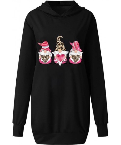 Women Valentine Day Christmas Sweater Dress Cute Ugly Reindeer Graphic Hoodies Dress with Pocket Loose Sweatshirt A03*black $...