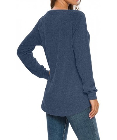 Women's Long Sleeve Round Neck Casual T Shirts Blouses Sweatshirts Tunic Tops with Pocket 01-dusty Blue $13.24 Hoodies & Swea...