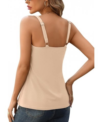 Tank Top for Women with Built-in Padded Bra Adjustable Wide Strap Camisole Cotton Cami Shirts Apricot Peach $14.83 Tanks