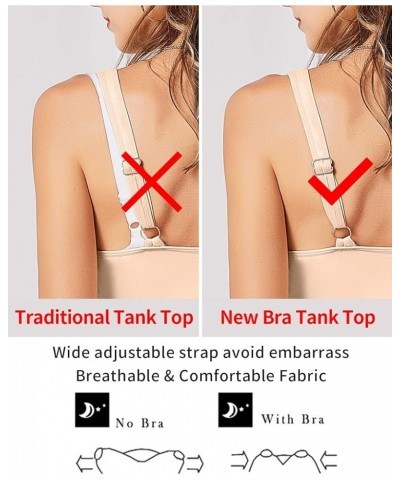 Tank Top for Women with Built-in Padded Bra Adjustable Wide Strap Camisole Cotton Cami Shirts Apricot Peach $14.83 Tanks