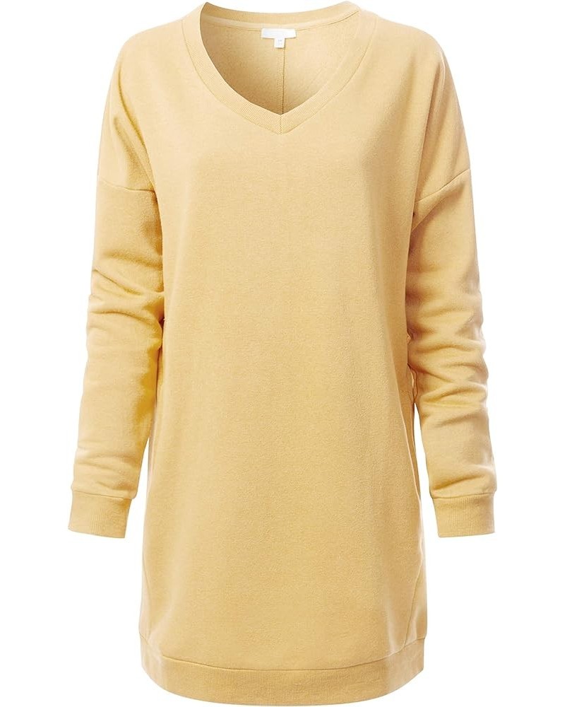 Women's Casual Oversized Loose Fit V-Neck Fleece Pullover Sweatshirts Tunic Fall Outfits S~3X Yellow $15.51 Hoodies & Sweatsh...