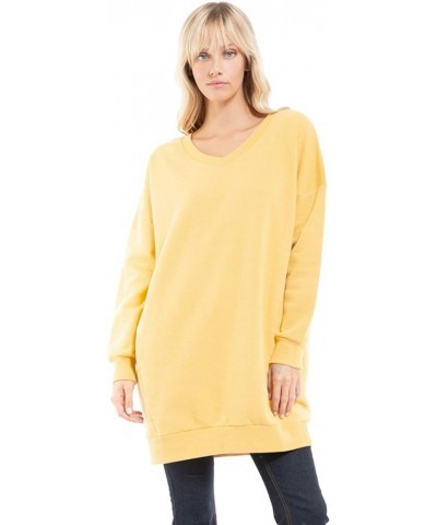 Women's Casual Oversized Loose Fit V-Neck Fleece Pullover Sweatshirts Tunic Fall Outfits S~3X Yellow $15.51 Hoodies & Sweatsh...