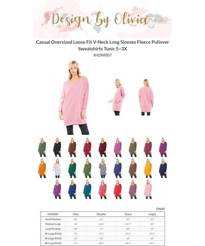 Women's Casual Oversized Loose Fit V-Neck Fleece Pullover Sweatshirts Tunic Fall Outfits S~3X Yellow $15.51 Hoodies & Sweatsh...