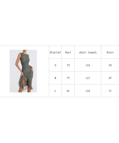 Women Ruffle Trim Mini Dress Y2k Sleeveless Bodycon Dress Solid Color Backless Mesh Ruffled Party Tank Dress Gray Green $11.7...