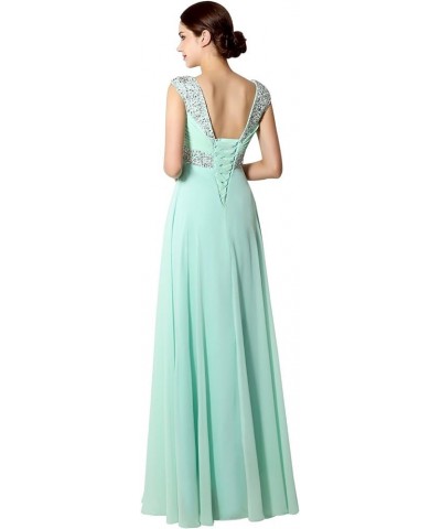 Women's Chiffon Long Prom Dress Beaded Sequin Bridesmaid Gowns Cap Sleeve Lilac $32.96 Dresses