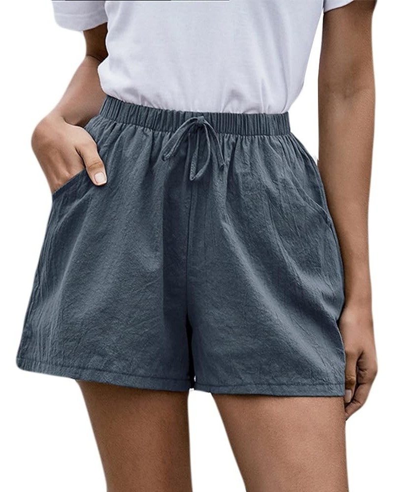 Womens Casual Comfy Shorts Summer w Pockets Wide Leg Cotton Shorts for Women Trendy Beach Pants Vacation Outfits A3dark Gray ...