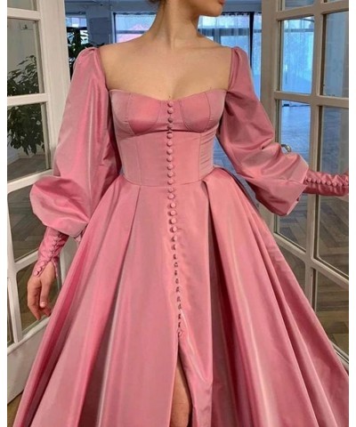 Women's Puffy Sleeve Prom Dress Sweetheart Satin Ball Gown Slit Formal Evening Gowns Princess Wedding Dresses Lilac $45.12 Dr...