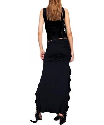 Women 's 2 Piece Summer Outfits, Sleeveless Backless Halter Tank Tops + Long Skirt Set Black $9.40 Suits