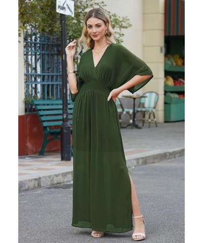 Jumpsuit for Women Casual Loose Short Sleeve Wide Leg Pant Romper V Neck Summer One Piece Outfits Green $11.25 Jumpsuits