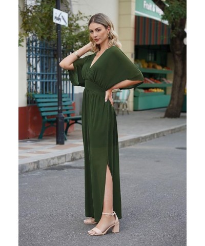 Jumpsuit for Women Casual Loose Short Sleeve Wide Leg Pant Romper V Neck Summer One Piece Outfits Green $11.25 Jumpsuits