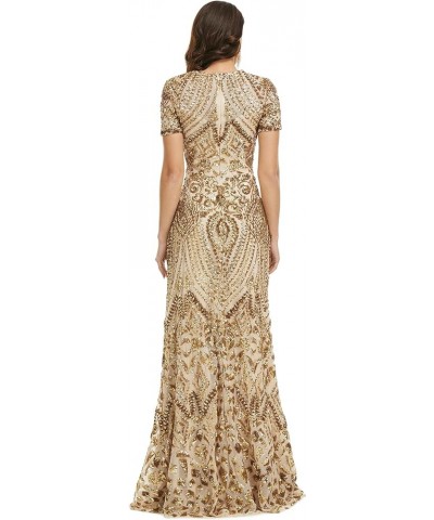 Women's Short Sleeves Sequins A-Line Formal Evening Dress Gold $52.53 Dresses