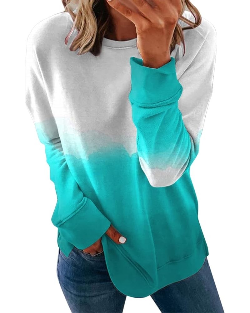 Sweatshirt for Women Casual Slit Sloucthy Pullover Streetwear Fashion Casual Hoodies Top Fall Clothes A3-light Blue $9.11 Others