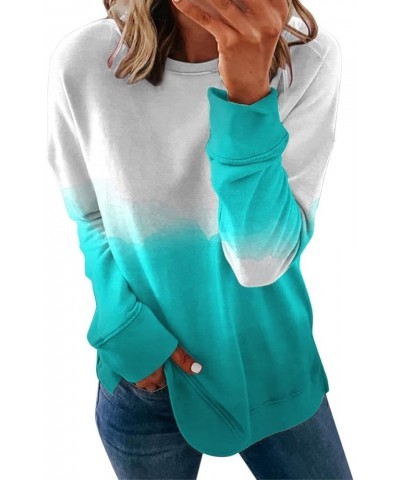 Sweatshirt for Women Casual Slit Sloucthy Pullover Streetwear Fashion Casual Hoodies Top Fall Clothes A3-light Blue $9.11 Others