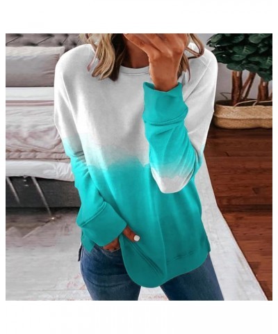 Sweatshirt for Women Casual Slit Sloucthy Pullover Streetwear Fashion Casual Hoodies Top Fall Clothes A3-light Blue $9.11 Others