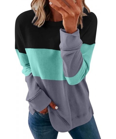 Women's Long Sleeve Sweatshirt Oversized Casual 2023 Fall Winter Fashion Y2K Hoodies Relaxed Fit Color Block Pullover 7-mint ...