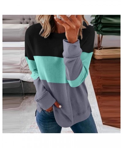 Women's Long Sleeve Sweatshirt Oversized Casual 2023 Fall Winter Fashion Y2K Hoodies Relaxed Fit Color Block Pullover 7-mint ...