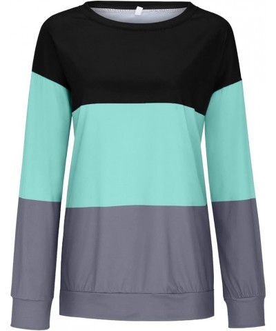 Women's Long Sleeve Sweatshirt Oversized Casual 2023 Fall Winter Fashion Y2K Hoodies Relaxed Fit Color Block Pullover 7-mint ...