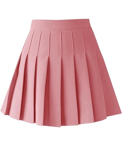 Women's High Waist Pleated Mini Skirt Skater Tennis Skirt Light Pink $12.64 Skirts