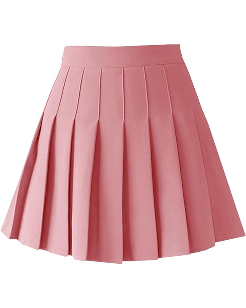 Women's High Waist Pleated Mini Skirt Skater Tennis Skirt Light Pink $12.64 Skirts