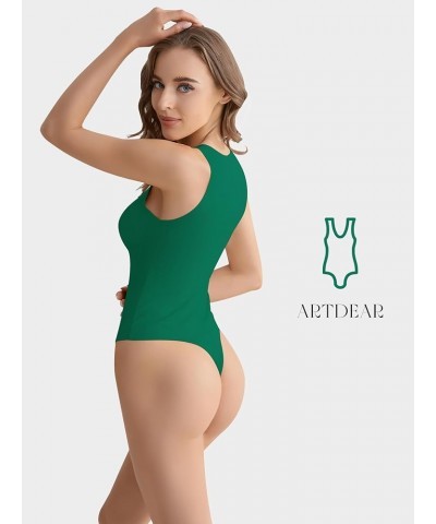 Womens Bodysuit with Built in Bra - Sleeveless High Neck Body Suit Tank Tops Going Out Top A-green $16.69 Lingerie